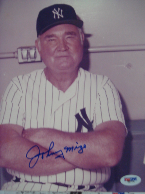 Johnny Mize Autographed 8 x 10 Yankee picture with PSA Coa