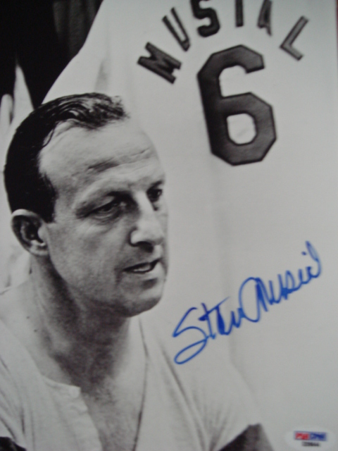 Stan Musial Autographed 8 x 10 Cardinals Picture with PSA Coa