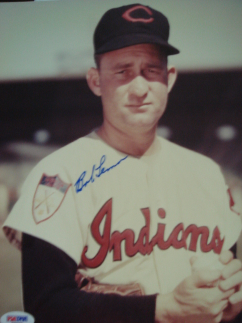Bob Lemon Autographed 8 x 10 Indians picture with PSA Coa