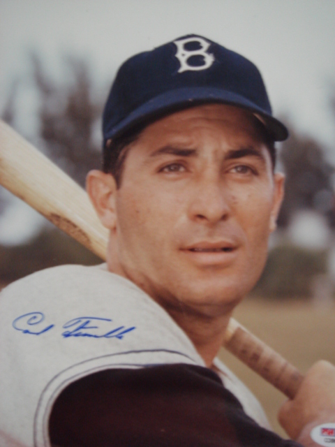 Carl Furillo Autographed 8 x 10 Brooklyn Dodgers Picture With PSA Coa