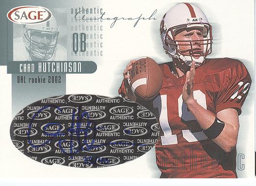 2002 SAGE Autographs Platinum #A22 Chad Hutchinson/40
