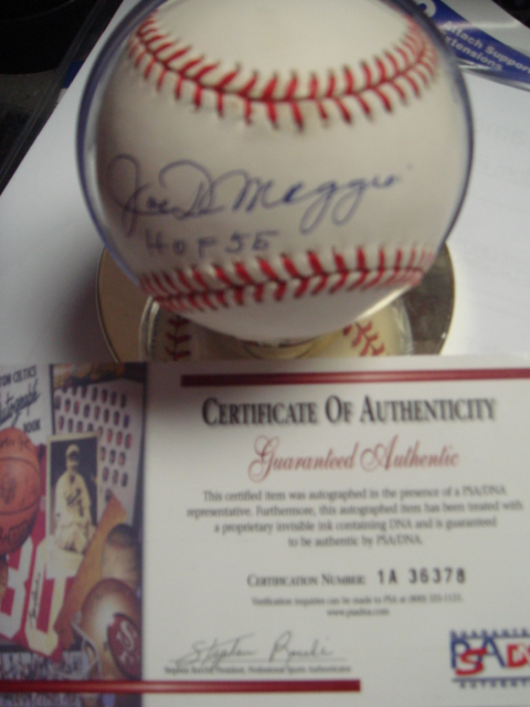 Joe Dimaggio Autographed Official AL Baseball with HOF 55 PSA Guaranteed Authentic Coa