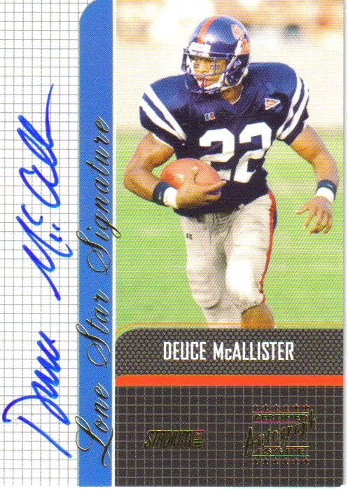 2001 Stadium Club Lone Star Signatures #LSDM Deuce McAllister 1
