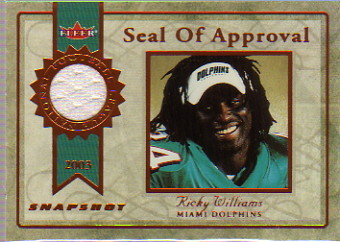 2003 Fleer Snapshot Seal of Approval Jerseys Bronze #SARW Ricky Williams