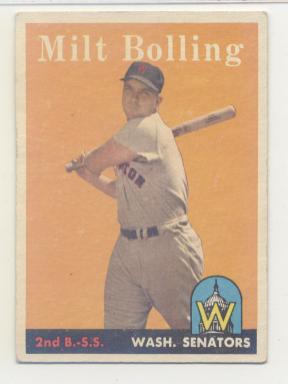 1958 Topps #188 Milt Bolling UER (Photo actually Lou Berberet)