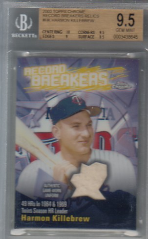 2003 Topps Chrome Record Breakers Relics #HK Harmon Killebrew Uni B1