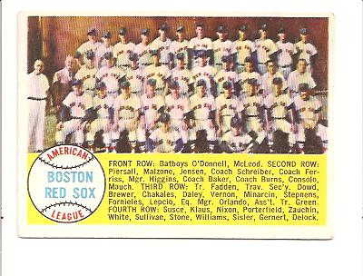1958 Topps #312 Boston Red Sox TC