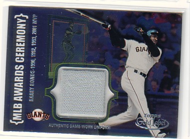 2002 Topps Gold Label MLB Awards Ceremony Relics Platinum #BB1 Barry Bonds MVP Uni