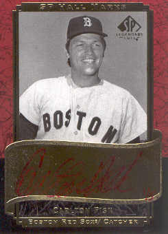 2003 SP Legendary Cuts Hall Marks Autographs #CF3 Carlton Fisk Red/5