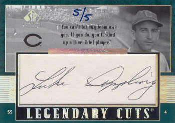 2003 SP Legendary Cuts Autographs Green #LU Luke Appling/5 front image