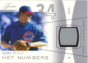 2004 Flair Hot Numbers Game Used Pewter #KW Kerry Wood