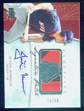 2006 Upper Deck Exquisite Signature Patch #SP-JU Justin Morneau AUTO PATCH #d/30