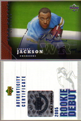 2005 Upper Deck Rookie Predictor Autographs #214 Vincent Jackson/100