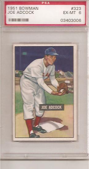 1951 Bowman #323 Joe Adcock RC