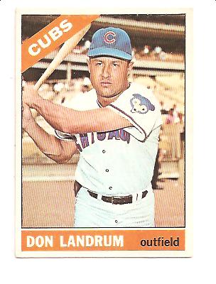 1966 Topps #43A Don Landrum Dark Button on Pant is Showing