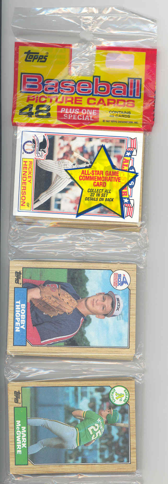 1987 Topps #366 Mark McGwire A's Cardinals Rookie Rack Pack Sealed RARE w/ Possible Barry Bonds Rookie 