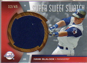 2006 Sweet Spot Super Sweet Swatch Platinum #HB Hank Blalock Jsy