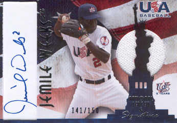 2006-07 USA Baseball Signatures Jersey Blue #1 Jemile Weeks
