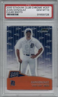 2000 Stadium Club Chrome Baseball #CS7 Juan Gonzalez Clear Shots PSA GEM MINT 10 