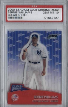 2000 Stadium Club Chrome Baseball # CS2 Bernie Williams Clear Shots PSA Gem Mint 10 RARE!!