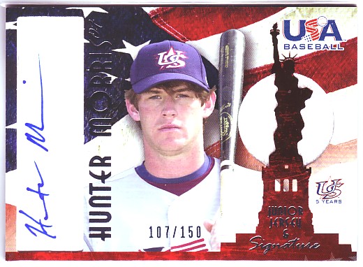 2006-07 USA Baseball Signatures Jersey Blue #24 Hunter Morris