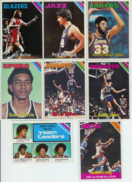 1975-76 Topps Basketball Complete Set (330 Card Set) (Includes Moses Malone & Bobby Jones Rookie Cards + Julius Erving, George Gervin, Kareem, Bill Walton, Pete Maravich & many other Hall of Famers