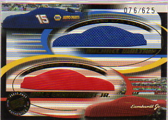 2002 Press Pass Eclipse Under Cover Double Cover #DC8 Dale Earnhardt Jr. / Michael Waltrip Dual Race-Used Card Cover Card Serial #076/625