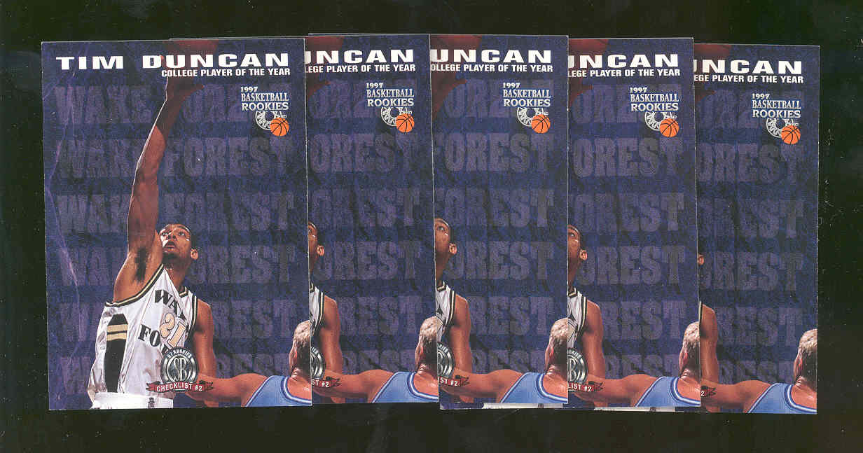 (5) 1997 Score Board Rookies #72 Tim Duncan WAKE FOREST College Spurs Rookie 