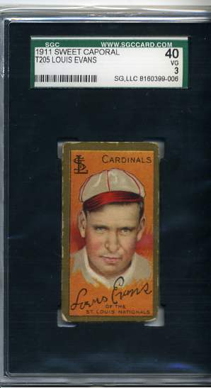 1911 T205 Gold Border #61 Louis Evans