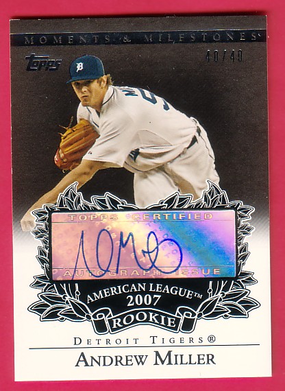 2007 Topps Moments and Milestones Rookie Autographs Black #AM Andrew Miller