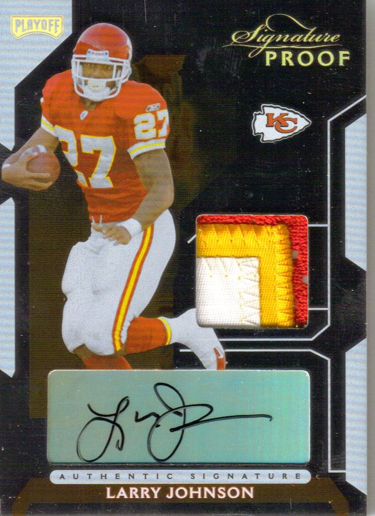 2006 Playoff NFL Playoffs Jersey Signature Proofs Gold #36 Larry Johnson/27