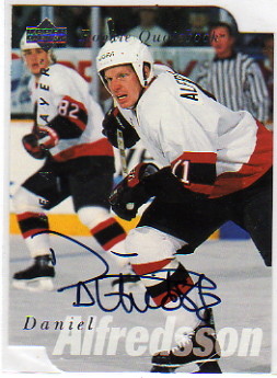 1995-96 Be A Player Autographs Die Cut #S171 Daniel Alfredsson