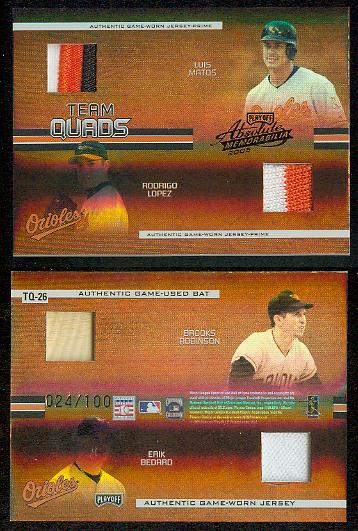 2005 Absolute Memorabilia Team Quads Swatch Single Spectrum Prime Black #26 Baltimore Orioles/100