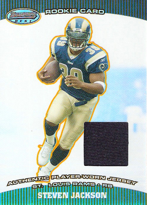 2004 Bowman's Best #115 Steven Jackson JSY RC I