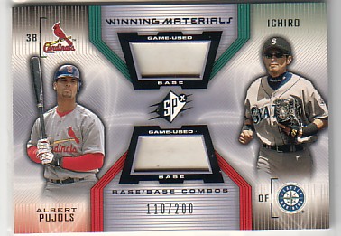 2002 SPx Winning Materials 2-Player Base Combos #BPI Albert Pujols/Ichiro Suzuki