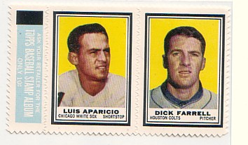 1962 Topps Stamps Panel INTACT Luis Aparicio/Dick Farrell WSOX/COLTS