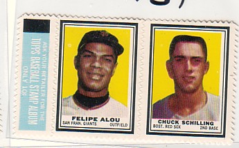 1962 Topps Stamps Panel INTACT Felipe Alou/Chuck Schilling MINT