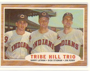1962 Topps #37 Tribe Hill Trio/Barry Latman/Dick Stigman/Jim Perry