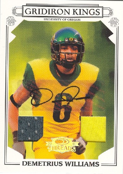 2007 Donruss Threads College Gridiron Kings Material Autographs #32 Demetrius Williams