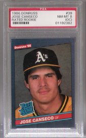 1986 Donruss #39 Jose Canseco PSA Mint 8 o/c ROOKIE NICE!!