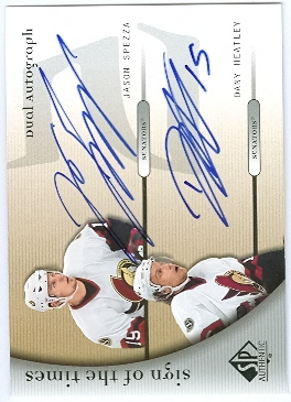 2005-06 SP Authentic Sign of the Times Duals #DSH Jason Spezza/Dany Heatley