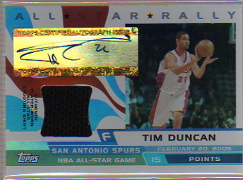 2005-06 Topps Big Game All-Star Rally Relics Autographs #TD Tim Duncan Shirt/111
