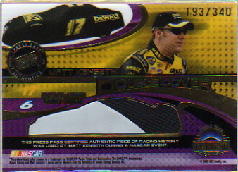 2005 Press Pass Eclipse Under Cover Double Cover #DC7 Matt Kenseth / Mark Martin Dual Event-Used Card Covers Card Serial #193/340