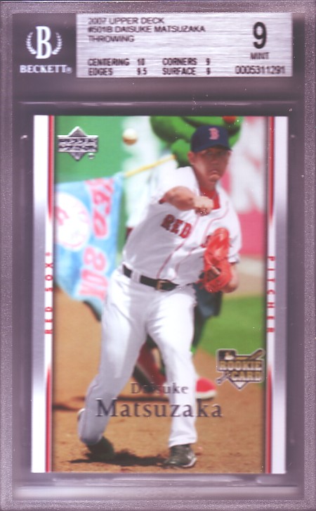 2007 Upper Deck #501B Daisuke.Matsuzaka Throwing RC ROOKIE BGS-9.0 MINT 