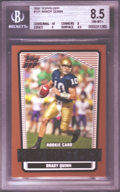 2007 Topps Draft Picks and Prospects #101 Brady Quinn RC ROOKIE BGS-8.5 NM-MT+