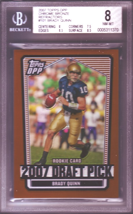 2007 Topps Draft Picks and Prospects Chrome Bronze Refractors #101 Brady Quinn #163/250 RC ROOKIE BGS-8.0 NM-MT