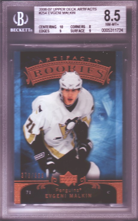 2006-07 UD Artifacts #254 Evgeni Malkin #373/599 RC ROOKIE BGS-8.5 NM/MT+