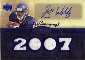 2007 Upper Deck Premier Rookie Autographed Materials Blue #156 Garrett Wolfe