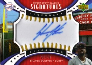 2007 Sweet Spot Classic Signatures Gold Stitch Blue Ink #SD Shawon Dunston/15
