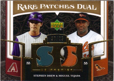 2007 Upper Deck Premier Rare Patches Dual Gold #DT Stephen Drew/Miguel Tejada